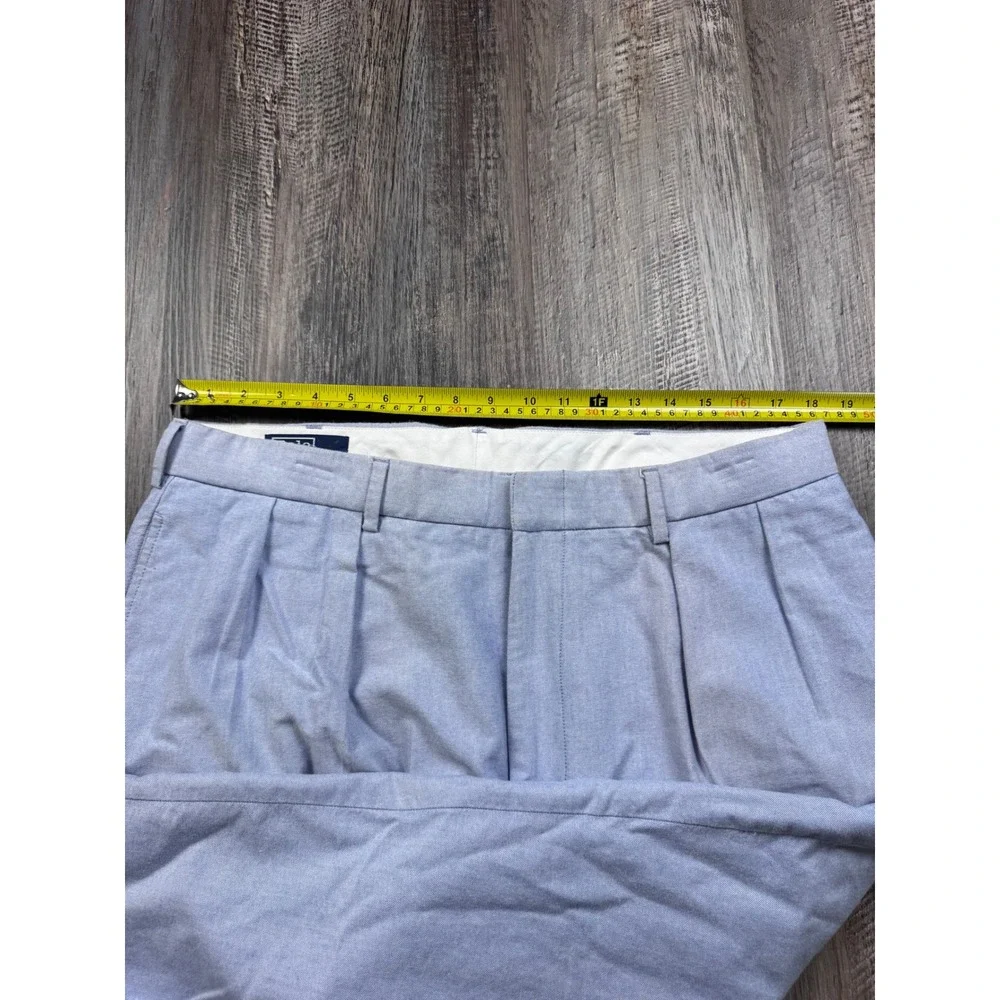 Polo Ralph Lauren Mens 38x30 Light Blue Oxford Pleated Cuffed Cotton Trousers